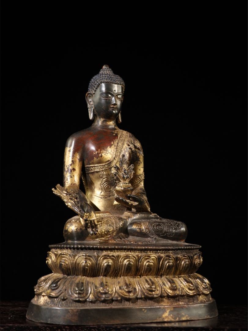 古美術品 仏像　銅像　薬王菩薩仏像　時代物 置物大型　2790g