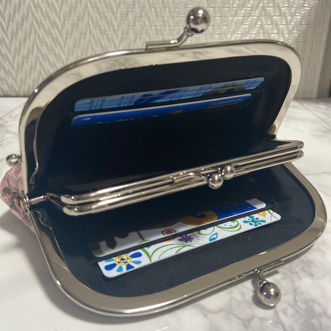 ハンドメイドパイソンの本革親子がま口財布(両面各2段カードポケット付