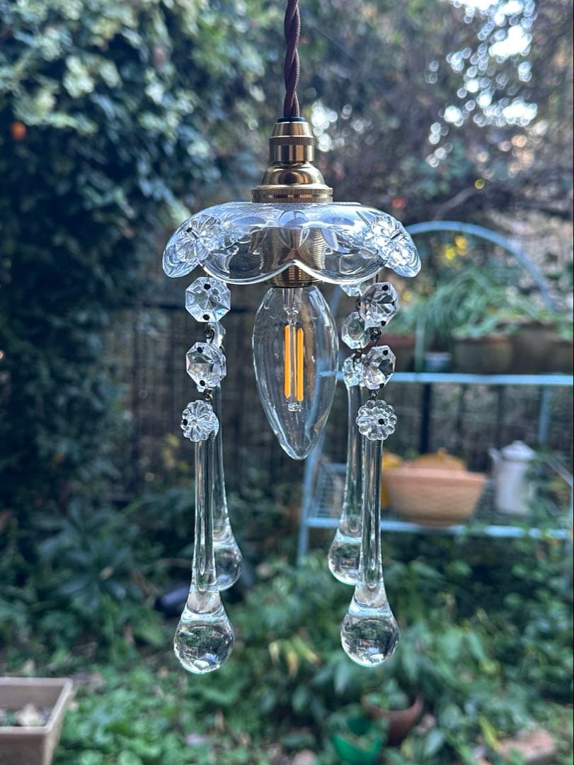 1920年代 フランス アンティーク 雨に濡れた可愛いお花のミニシャンデリア＊