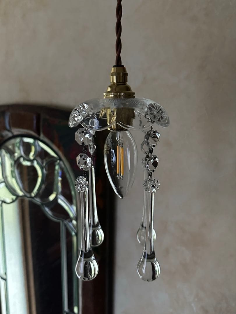 1920年代 フランス アンティーク 雨に濡れた可愛いお花のミニシャンデリア＊