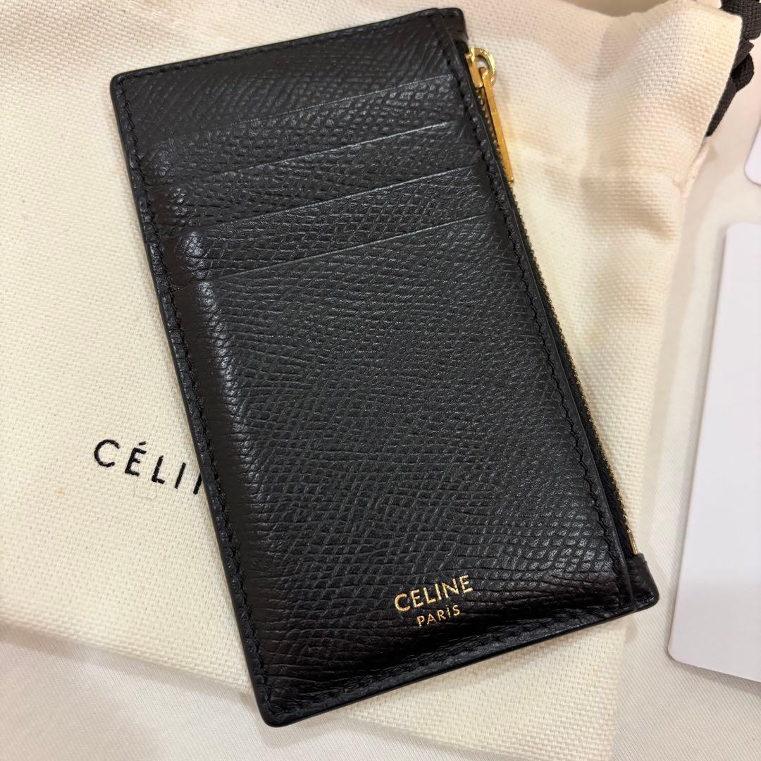 小物 CELINE Zipped Compact Card Holder Black