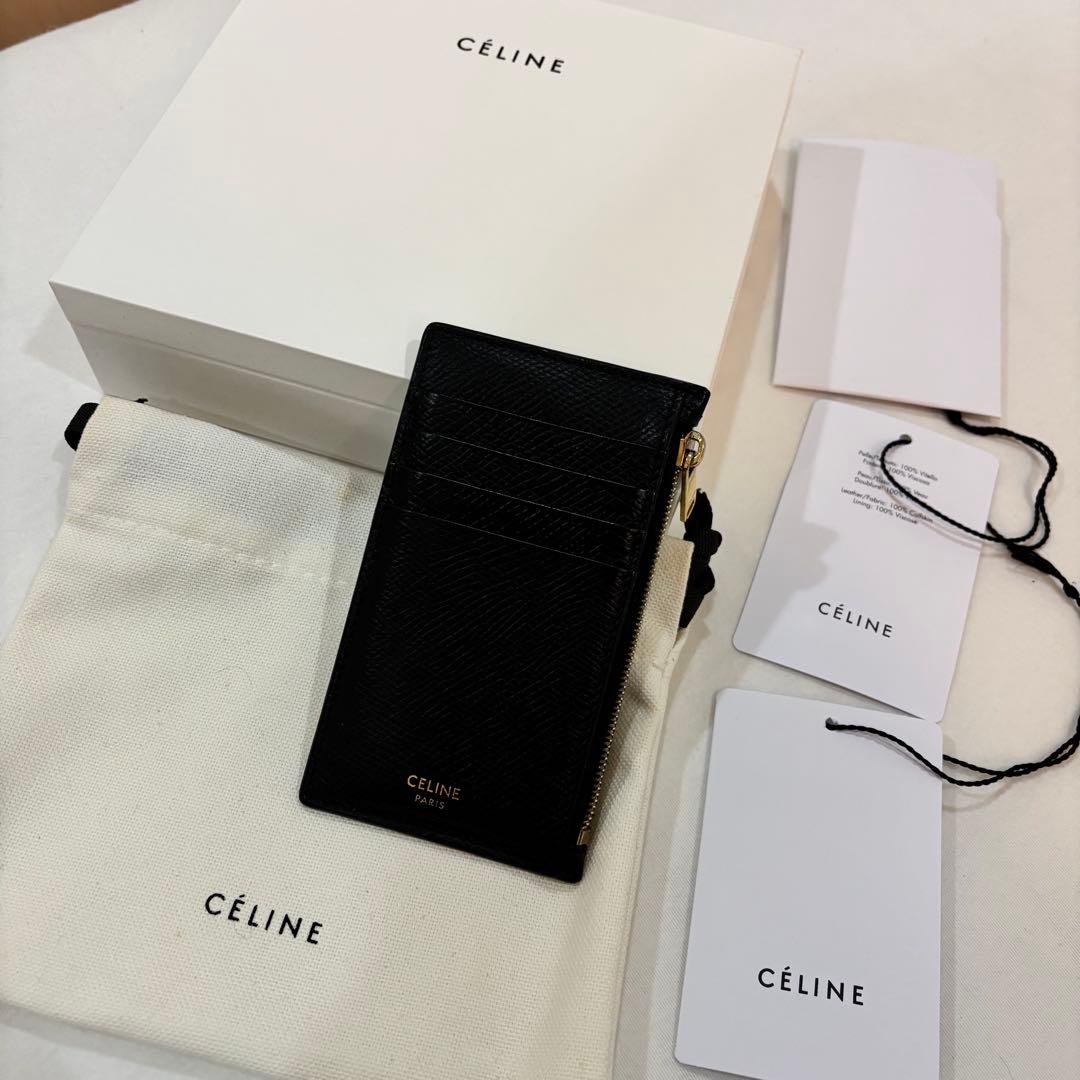 小物 CELINE Zipped Compact Card Holder Black