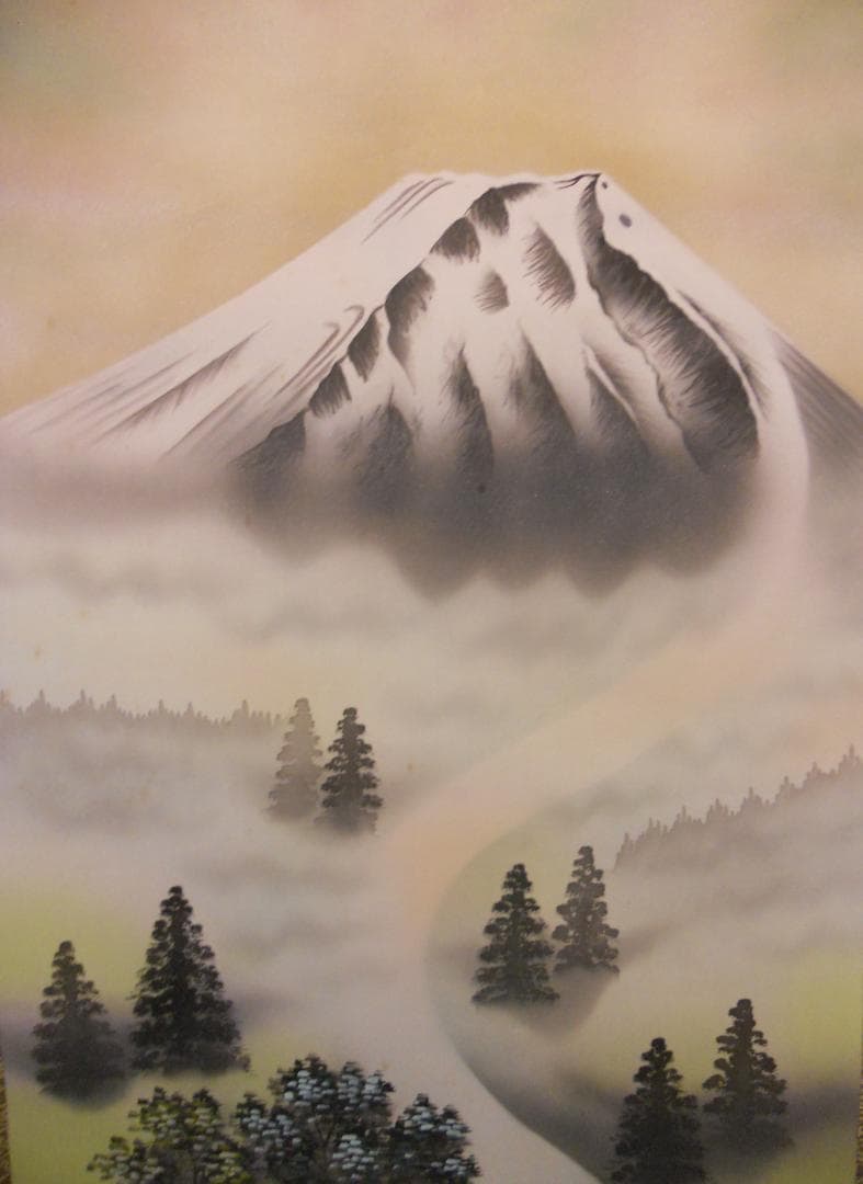 掛け軸 一水 白蛇富士之軸 絹本 希少 軸装 茶道具 掛軸 美品 です。