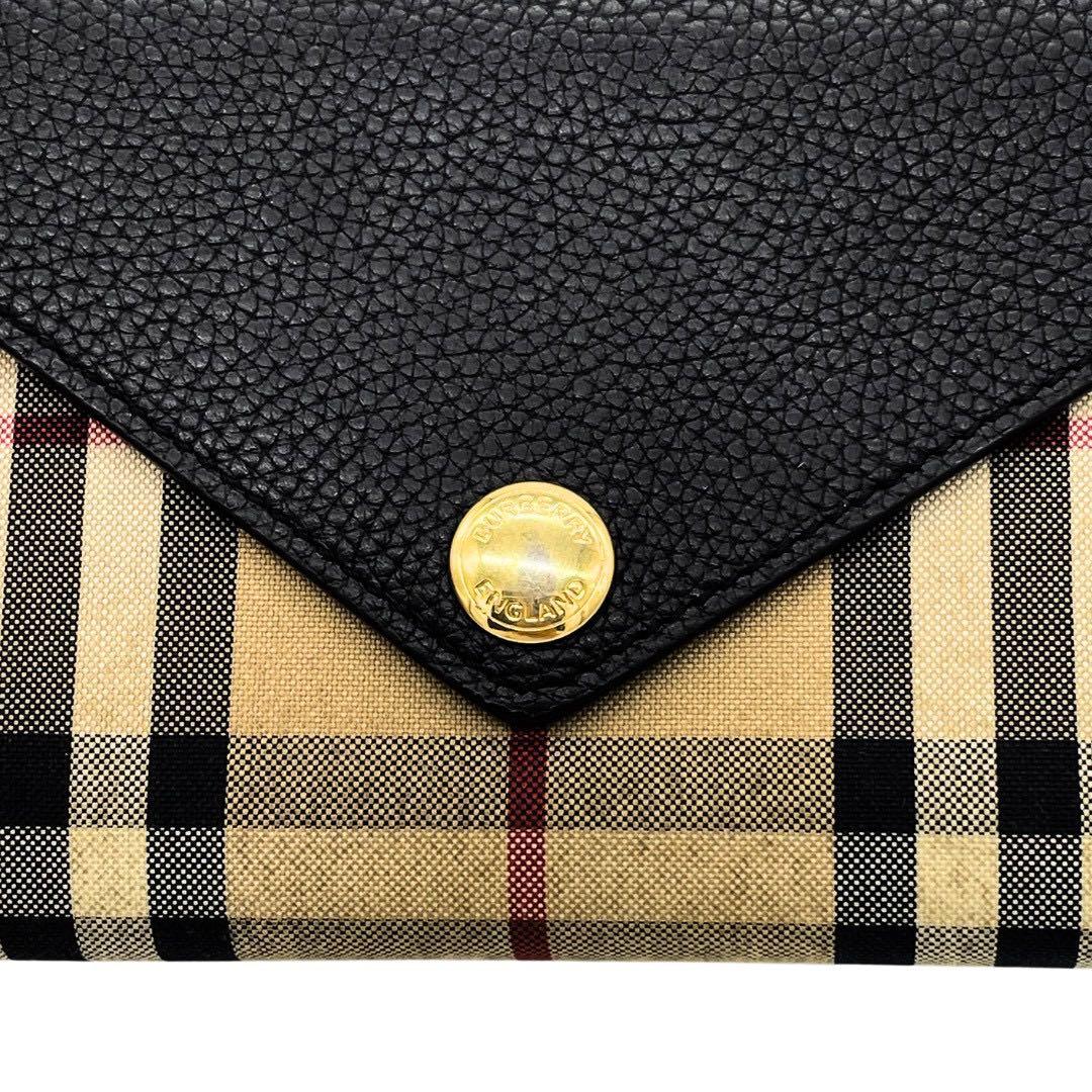 BURBERRY バーバリー チェック×黒 長財布 布袋付