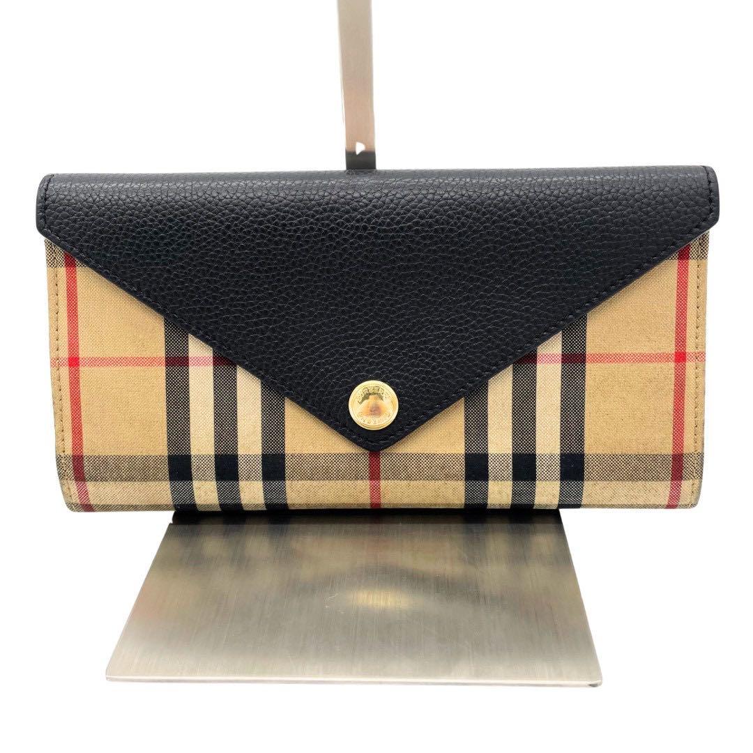 BURBERRY バーバリー チェック×黒 長財布 布袋付