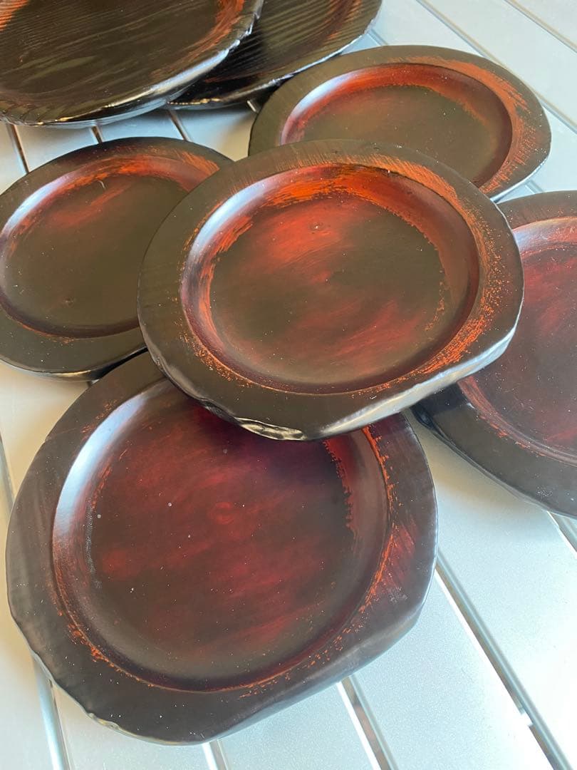 垣内幸彦　康子　銘々皿　漆器　木製皿　和風　伝統工芸　輪島塗　有名作家　中塗漆