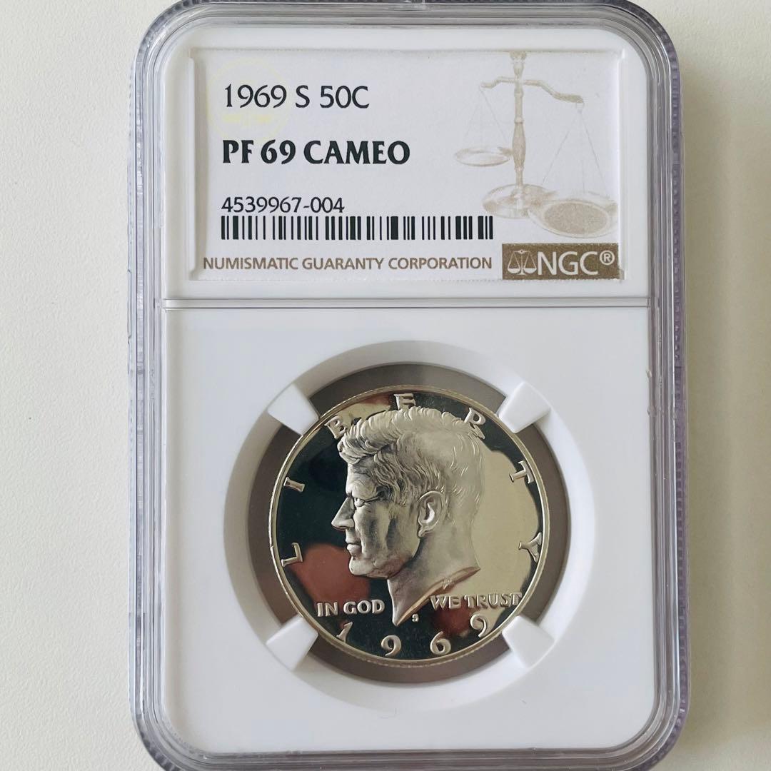 1969 アメリカ　ハーフダラー　銀貨　ケネディ　NGC PF 69 CAMEO