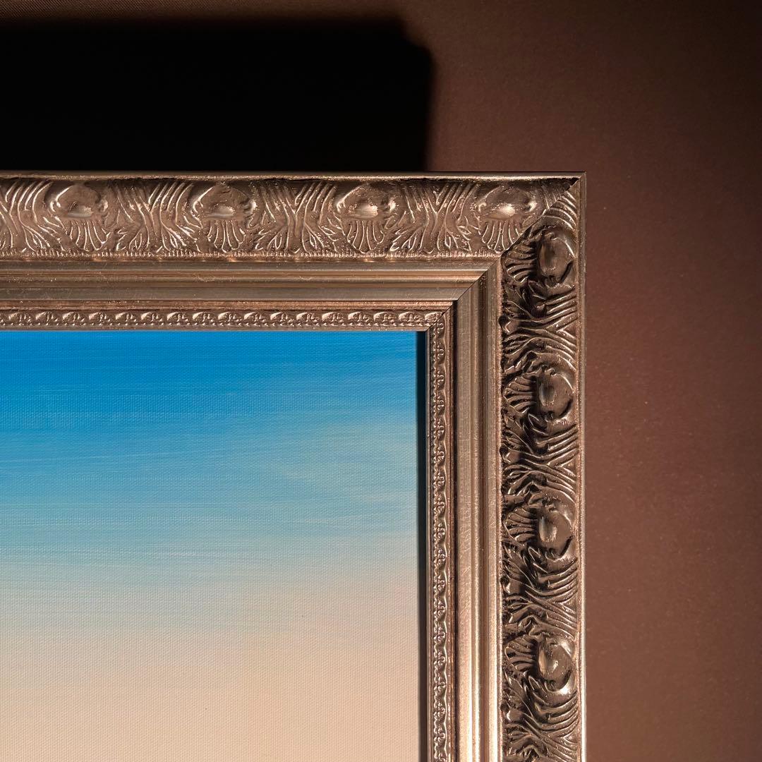 ★特大秀作★ 手書き油絵 ひまわり畑 肉筆絵画 額付き インテリア 油彩画