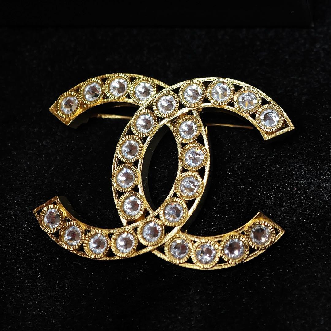 CHANEL ブローチ CCマーク ビジュー ラインストーン