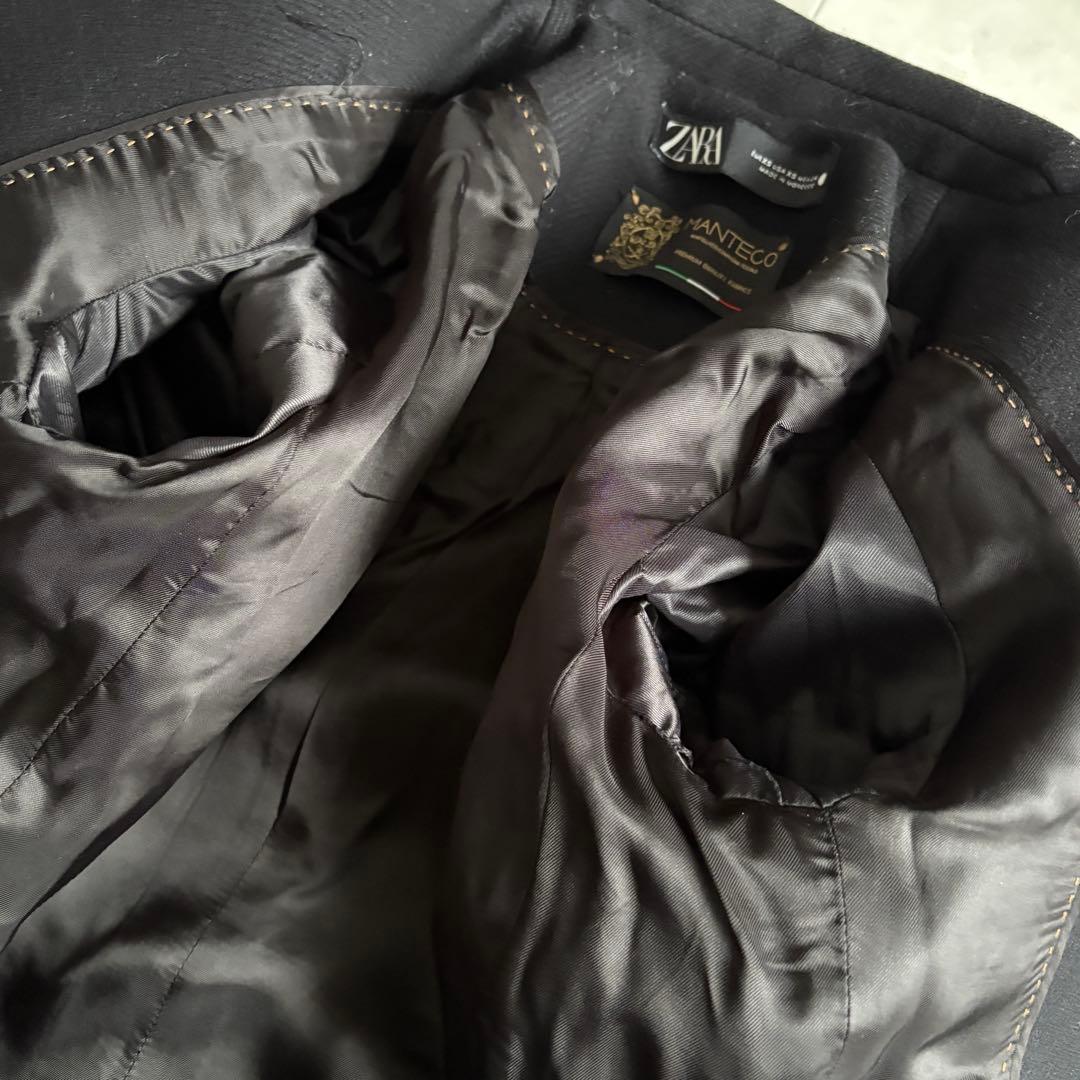 ZARA MANTECO 黒 ダブルチェスターコート XS ウール混 ロング
