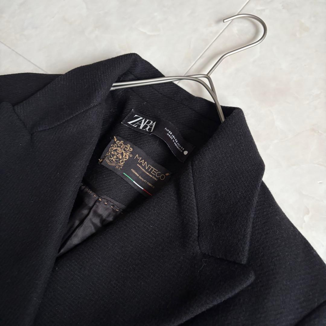 ZARA MANTECO 黒 ダブルチェスターコート XS ウール混 ロング