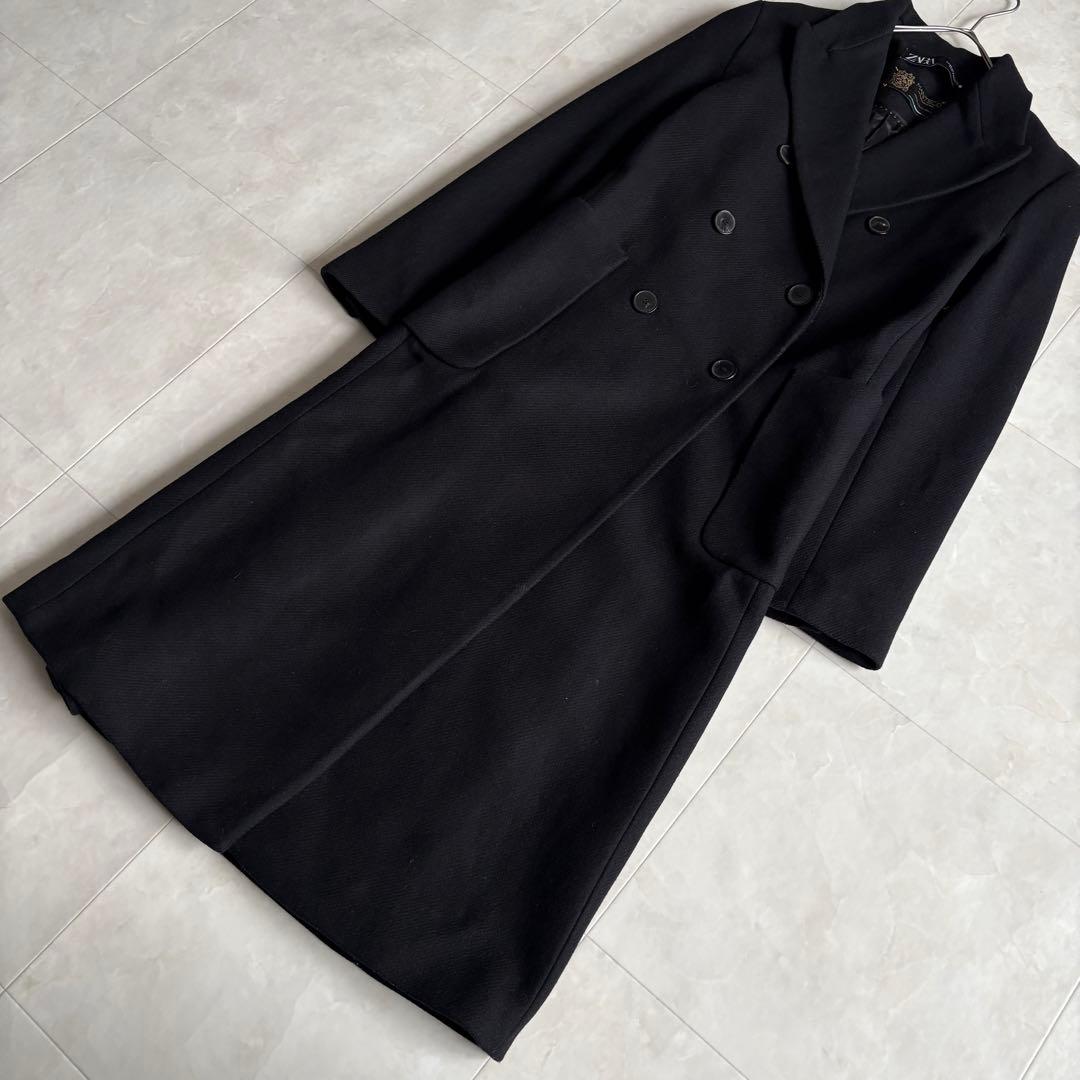 ZARA MANTECO 黒 ダブルチェスターコート XS ウール混 ロング
