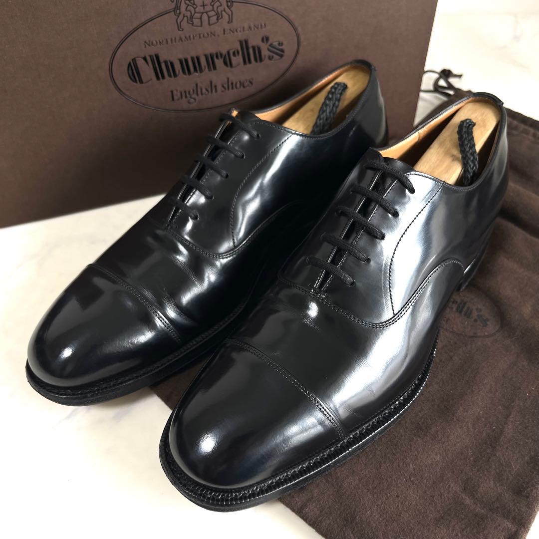 美品 チャーチ UK6 25.0 コンサル ストレートチップ 173 ラスト 黒