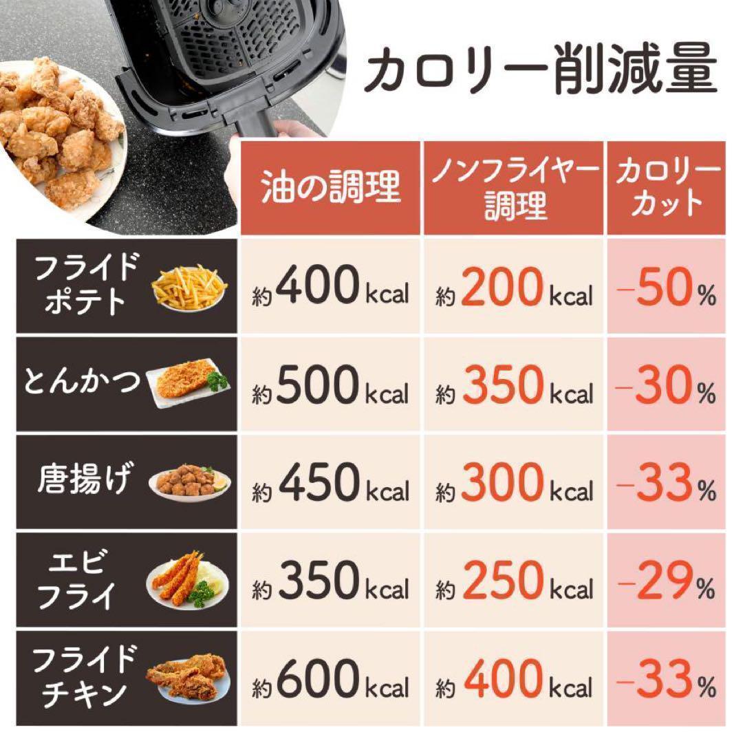ノンフライヤー エアフライヤー 6.3L 大容量 ヘルシー調理 簡単操作