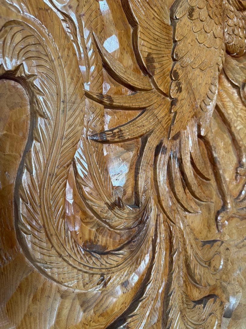 【希少・一点もの】鳳凰彫刻 一枚板