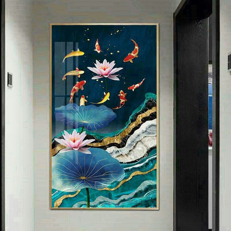 新 福引きの鯉リビングルーム装飾画 玄関装飾画 リビングルーム装飾画