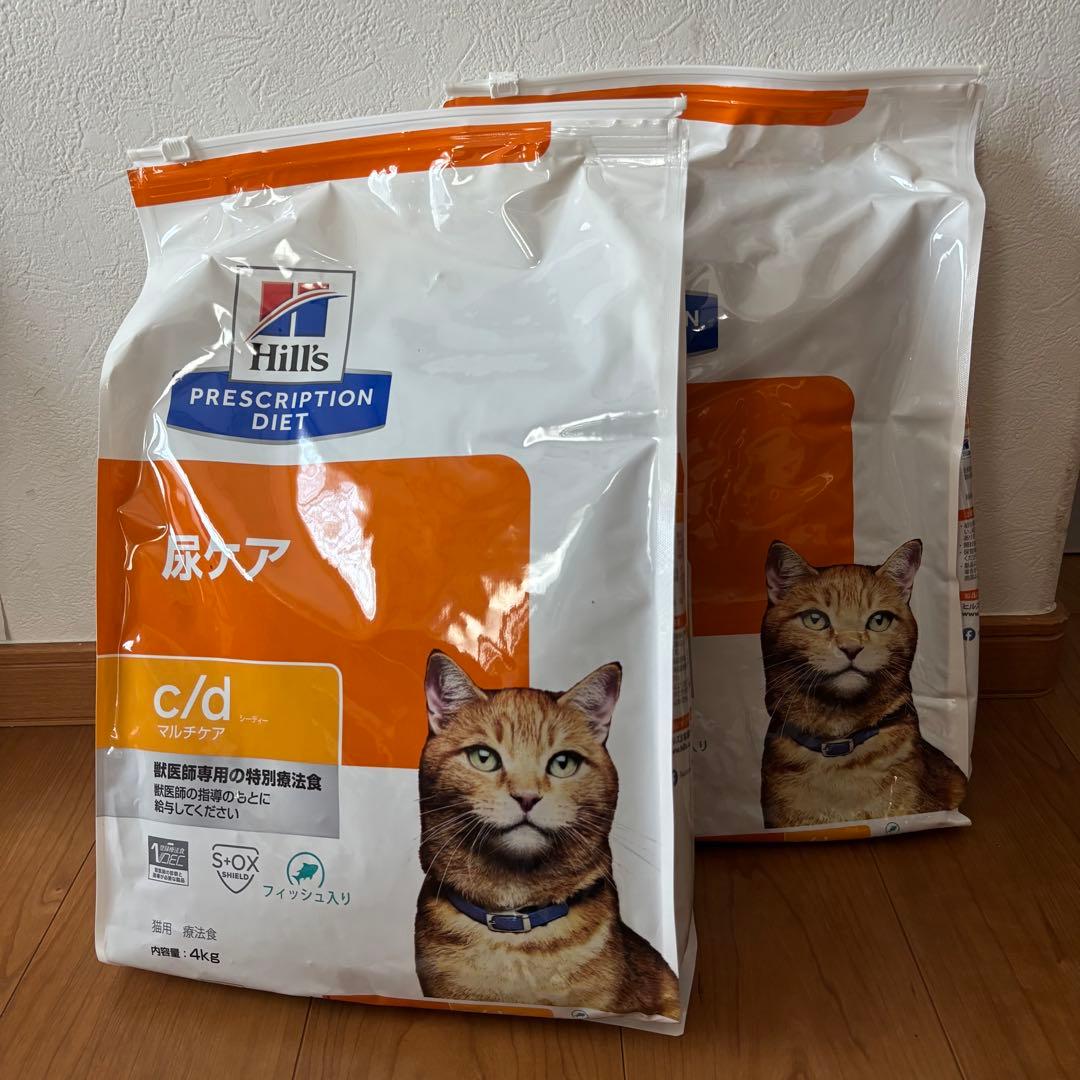 ヒルズ 猫用 c/d マルチケア 尿ケア フィッシュ入り ドライ 4kg 2袋