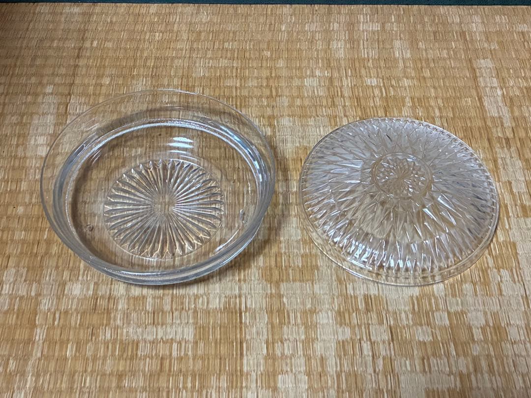 切子 気泡 ギヤマン カットガラス皿 ガラス蓋物 ボンボニエール 時代物