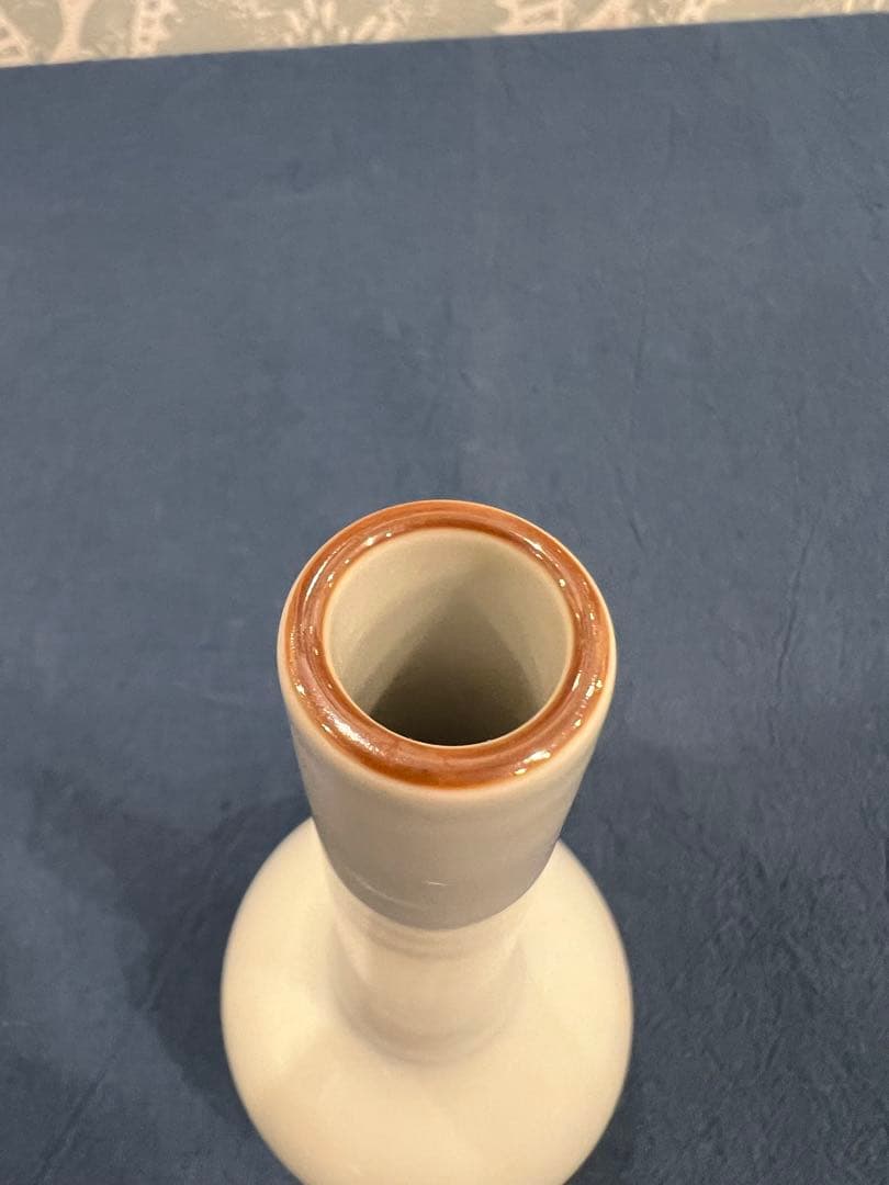 三浦竹泉　白磁鶴首　花瓶　共箱　H24cm