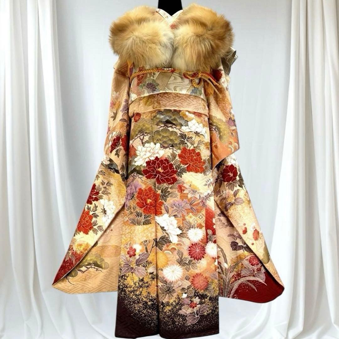 逸品 振袖8点フルセット 谷崎潤一郎の世界・落款あり　古典　金駒刺繍 成人式