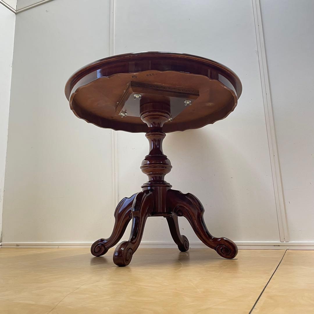 イタリア 丸テーブル 猫脚 象嵌 彫刻 ダイニングテーブル 円形 アンティーク