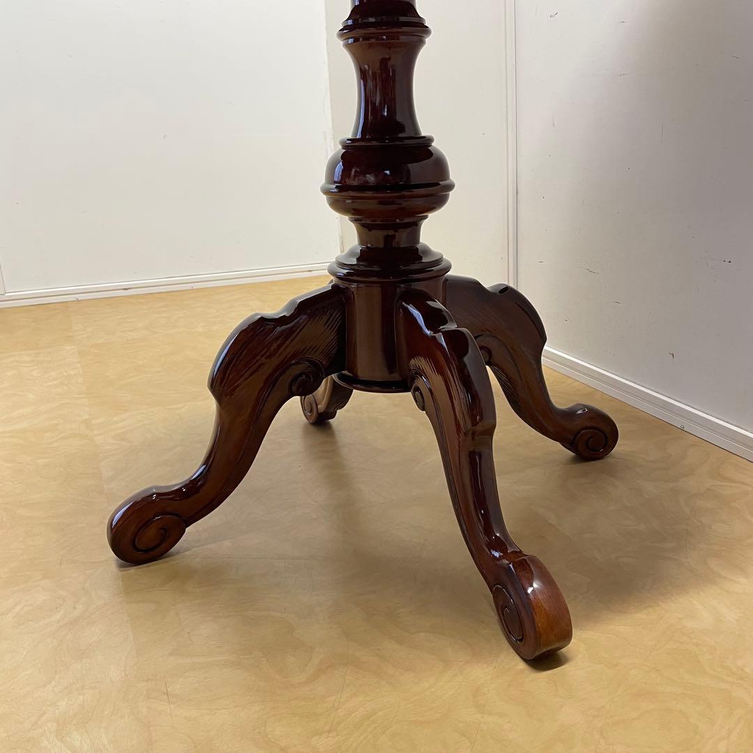 イタリア 丸テーブル 猫脚 象嵌 彫刻 ダイニングテーブル 円形 アンティーク