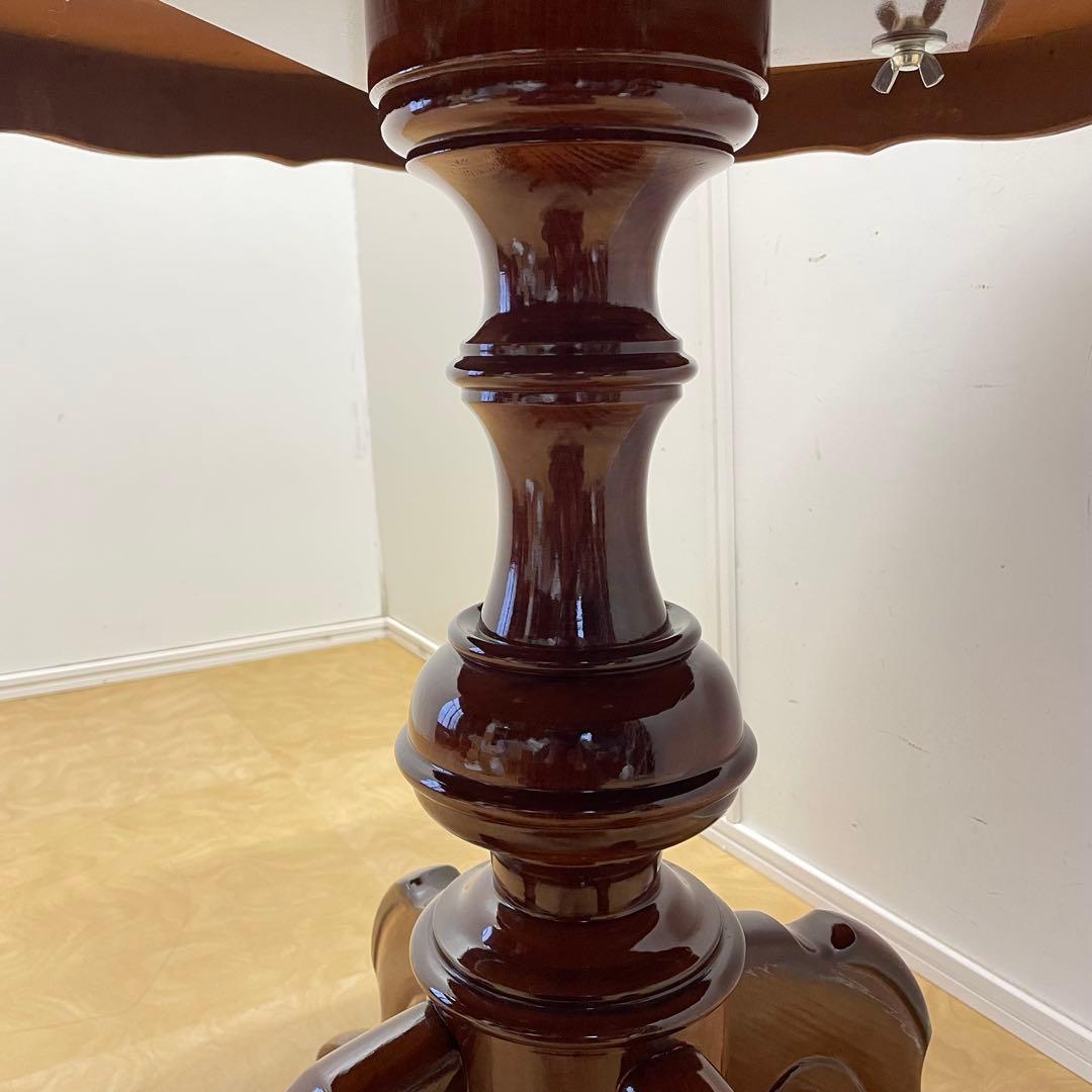 イタリア 丸テーブル 猫脚 象嵌 彫刻 ダイニングテーブル 円形 アンティーク