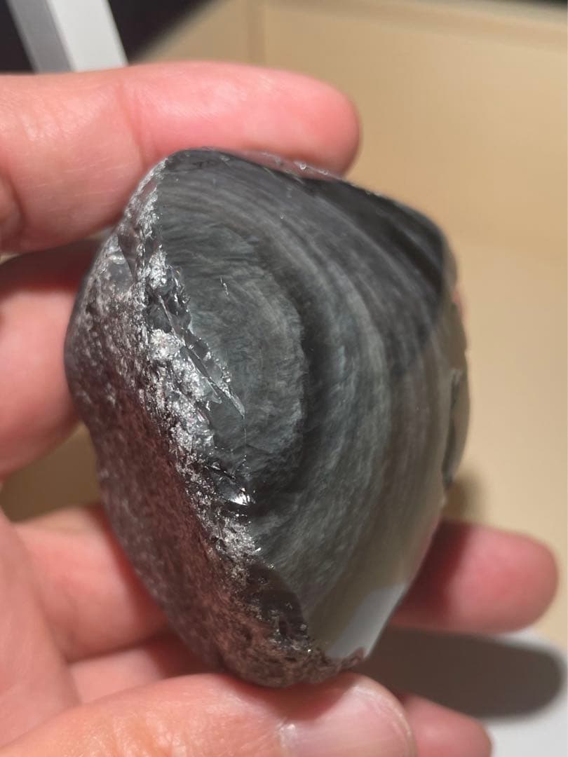 研磨品　十勝石玲瓏両面磨き　レインボーオブシディアン　虹雲