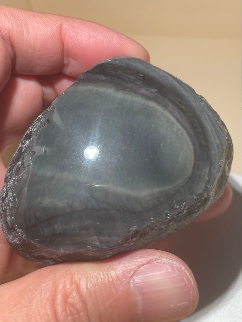 研磨品　十勝石玲瓏両面磨き　レインボーオブシディアン　虹雲