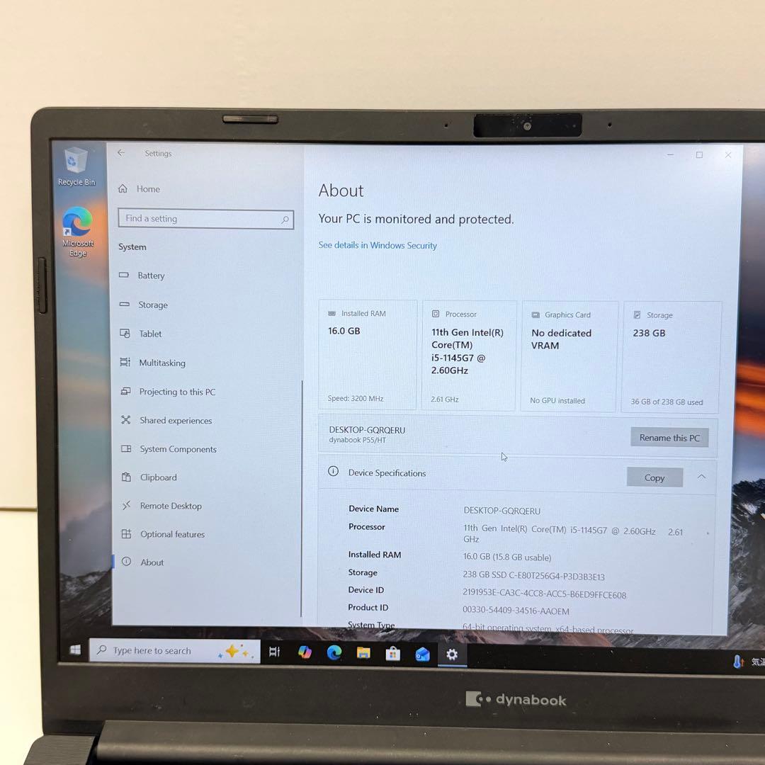 Dynabook P55/HT | 第11世代 i5| 16GB/256Gb
