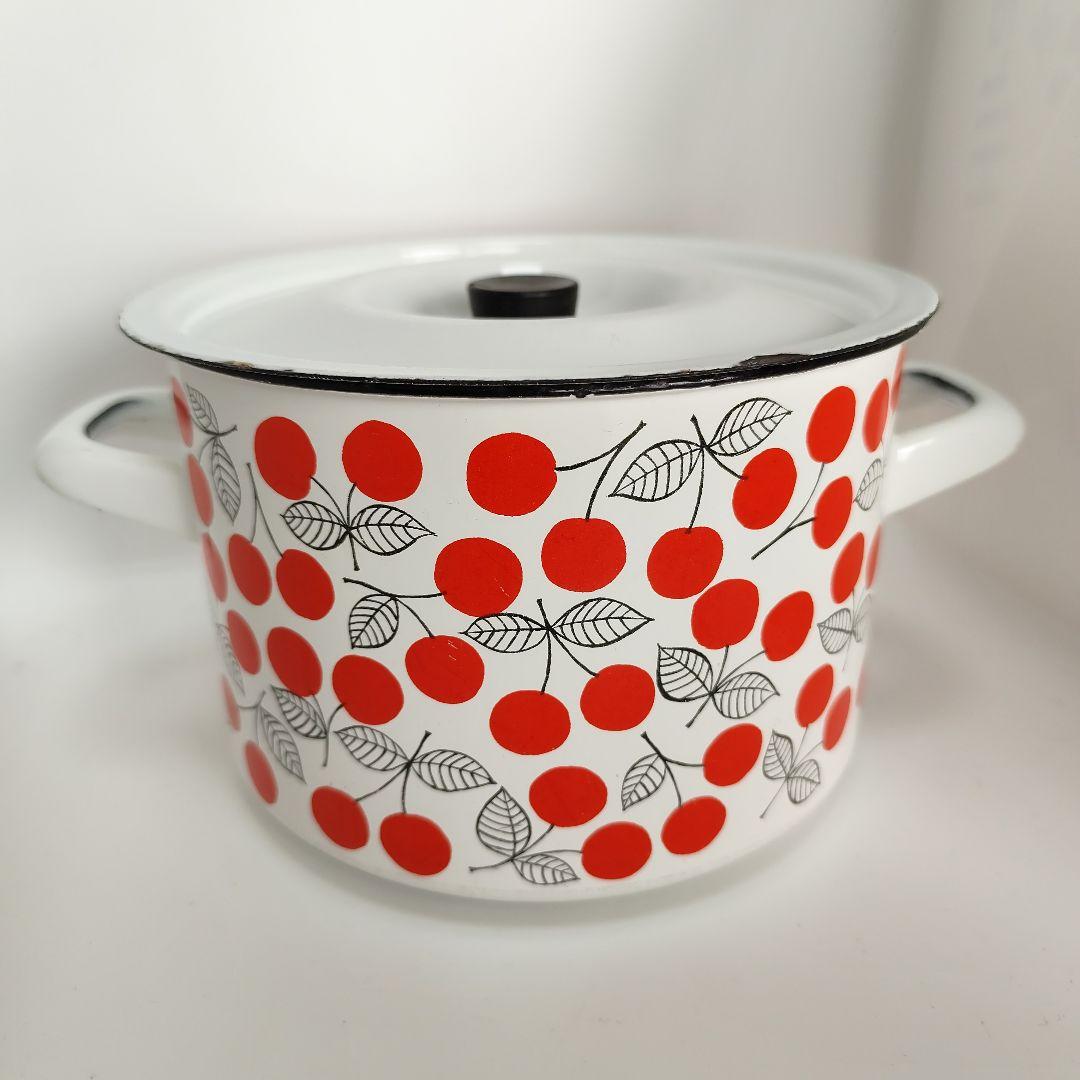 レア　フィネル　Finel チェリー　ポット　琺瑯　ホーロー　北欧　さくらんぼ