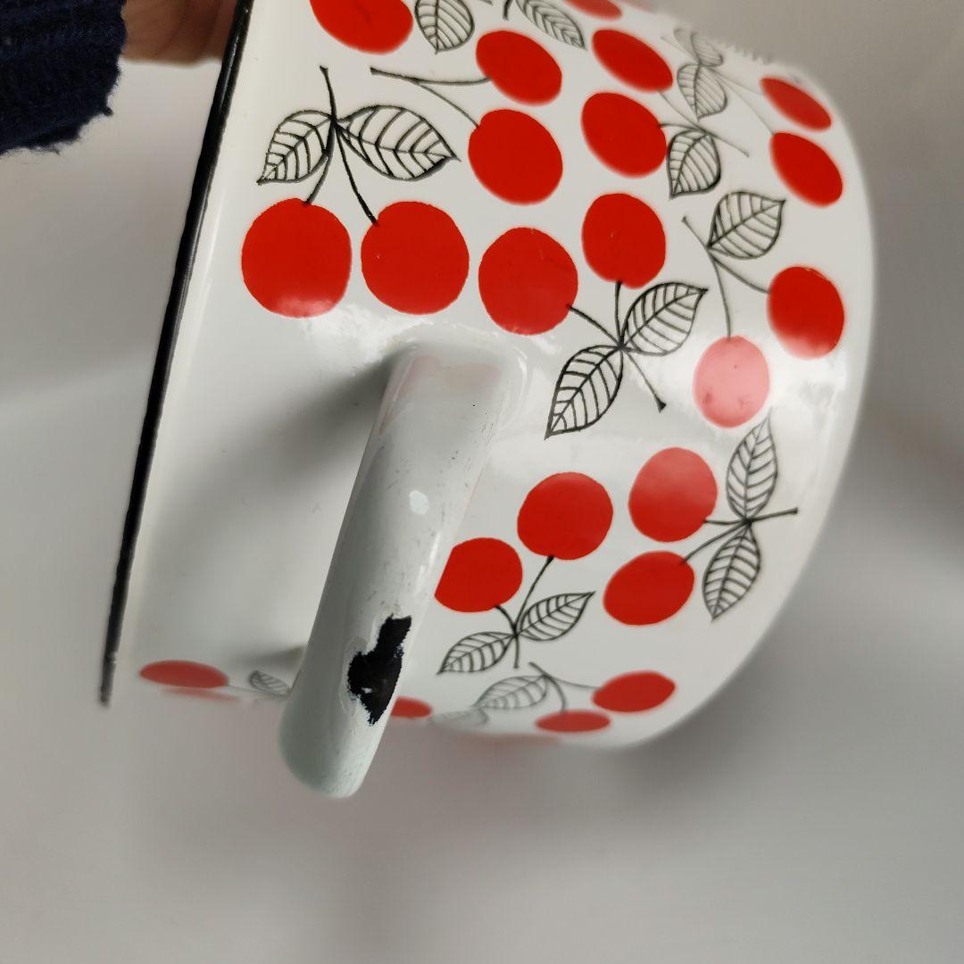 レア　フィネル　Finel チェリー　ポット　琺瑯　ホーロー　北欧　さくらんぼ