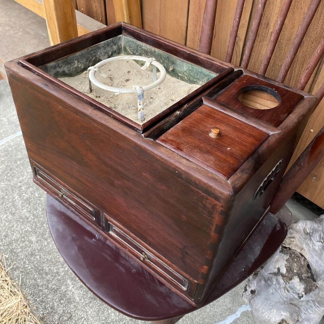 長火鉢　箱火鉢　小型　アンティーク　煙管　骨董