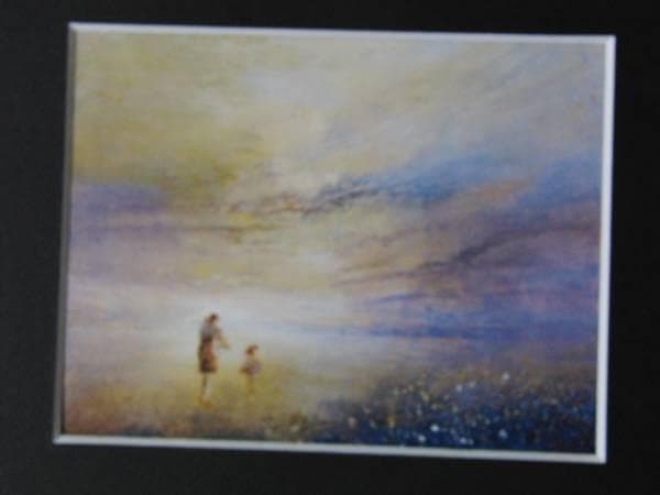 岡田旭峰、草原にあそぶ、希少画集画、新品高級額、額装付、状態良好