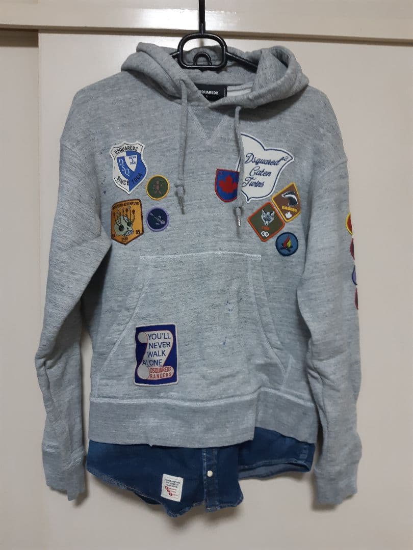 ディースクエアードレイヤードパーカー　S