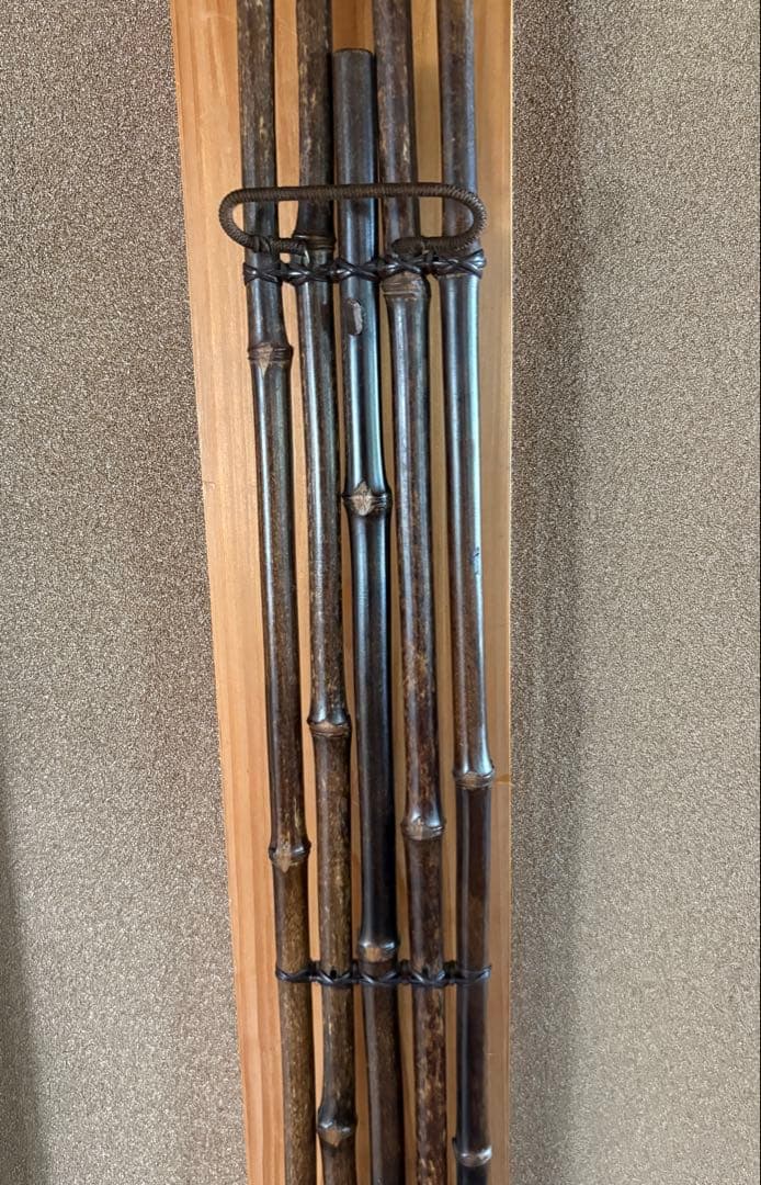 大正昭和期 紋竹製 垂撥 5本組 短冊掛け 花入掛け短冊宗本作「薫風自南来」付