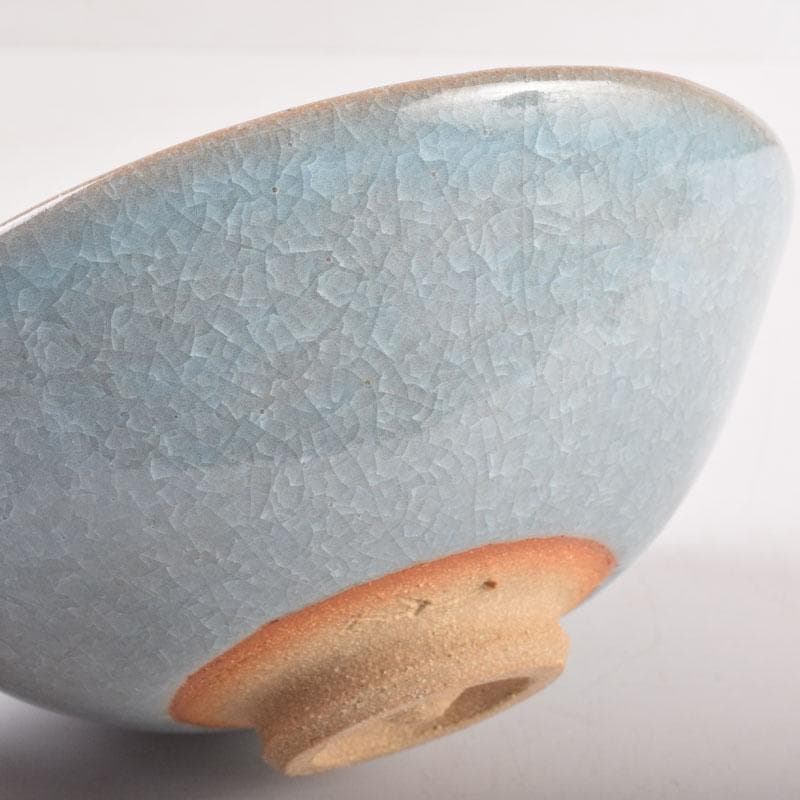 茶道具　加納臣峰作　灰青磁　紫陽花茶碗　共布共箱　C　8402