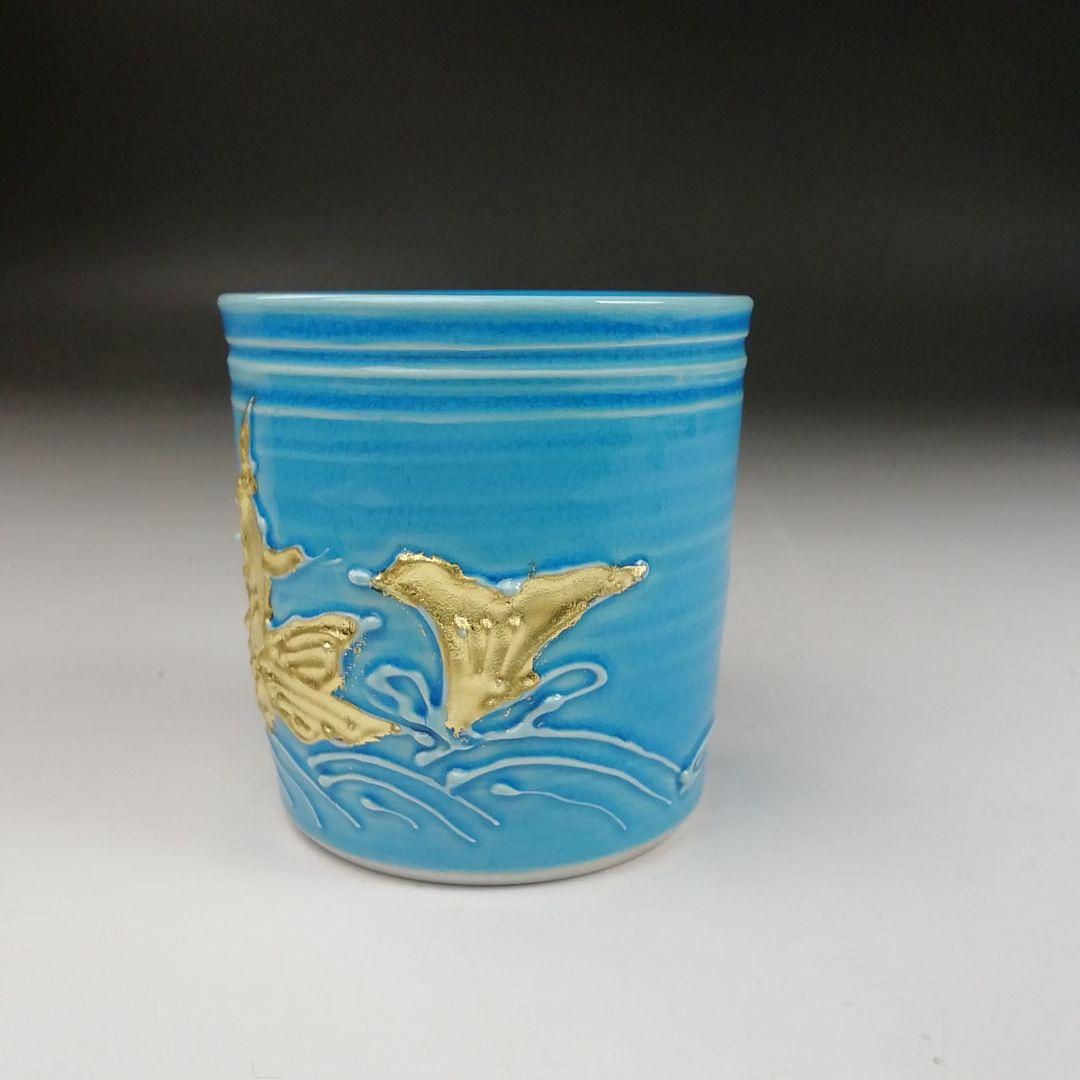 Ｔ７９５　蓋置　『浅黄交趾　荒磯』『平安　勝見永泉 造』　共箱　茶道具