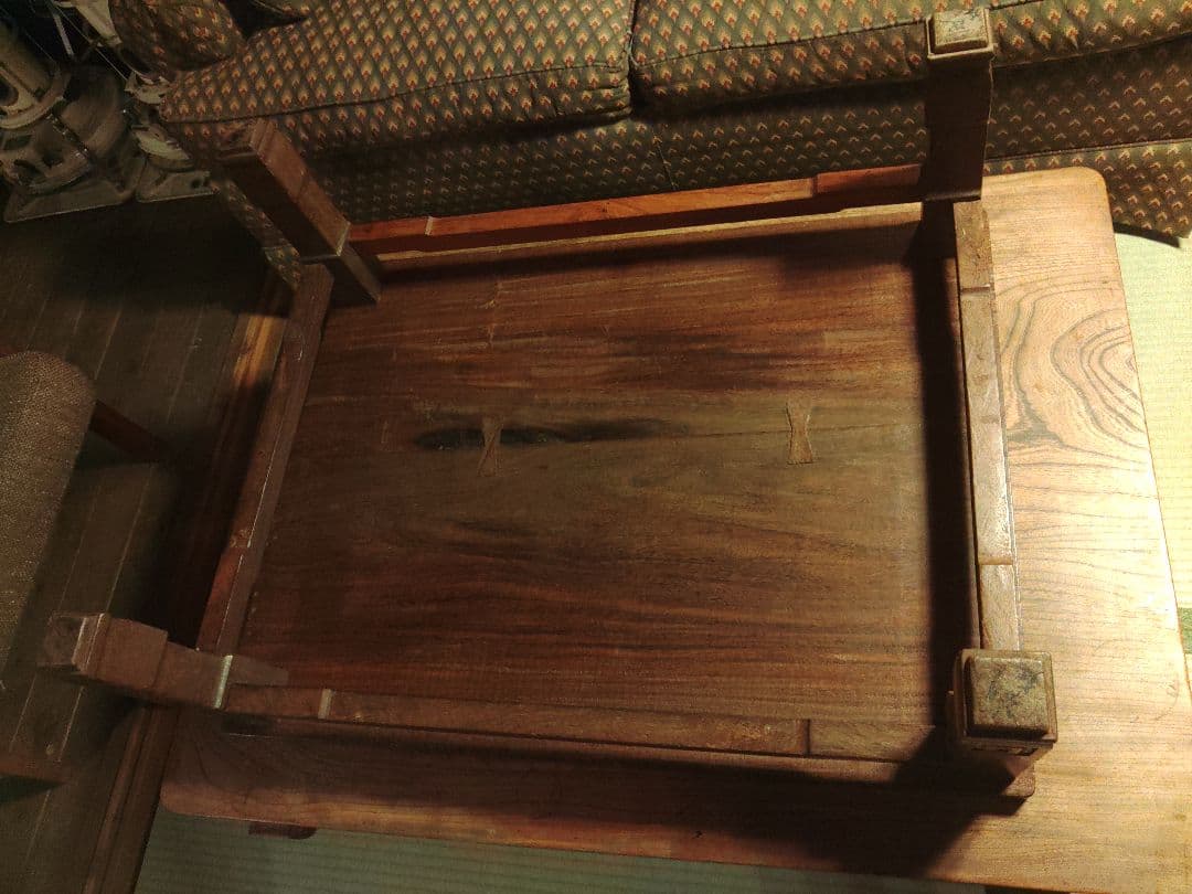 希少　机　テーブル　文机　無垢　座卓　 彫刻　レトロ　アンティーク　ヴィンテージ