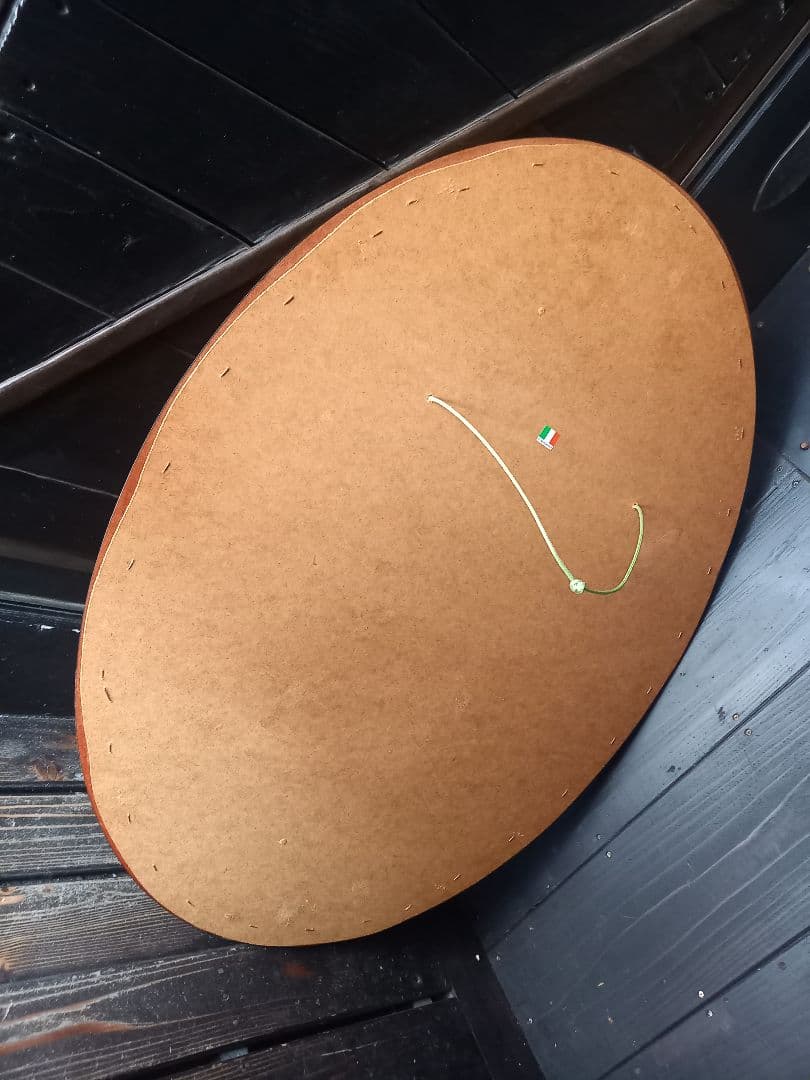 イタリア製　ヴィンテージ　大型　オーバル　ウッド　壁掛け鏡　ウォール　ミラー