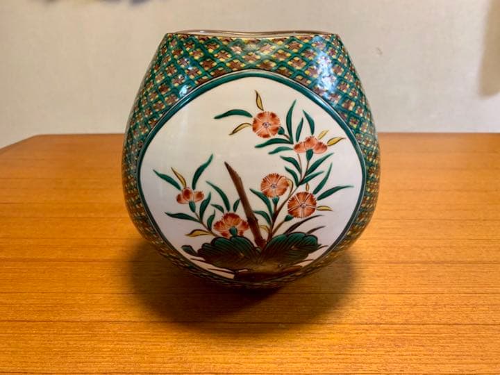 【三ツ井為吉作】九谷焼 色絵花鳥 壺