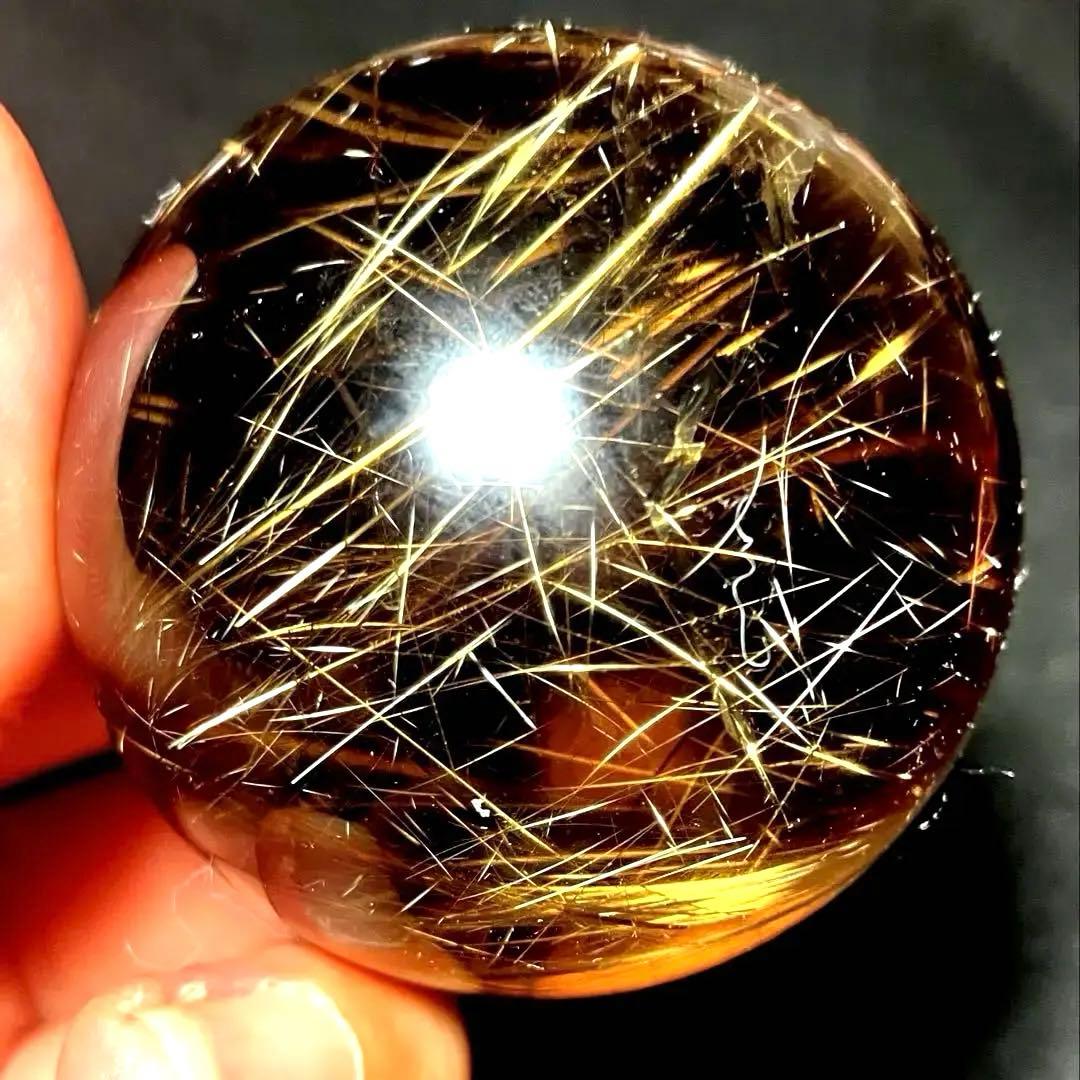 超絶綺麗✨48mm ゴールドルチルクォーツ　丸玉　スフィア　金針水晶