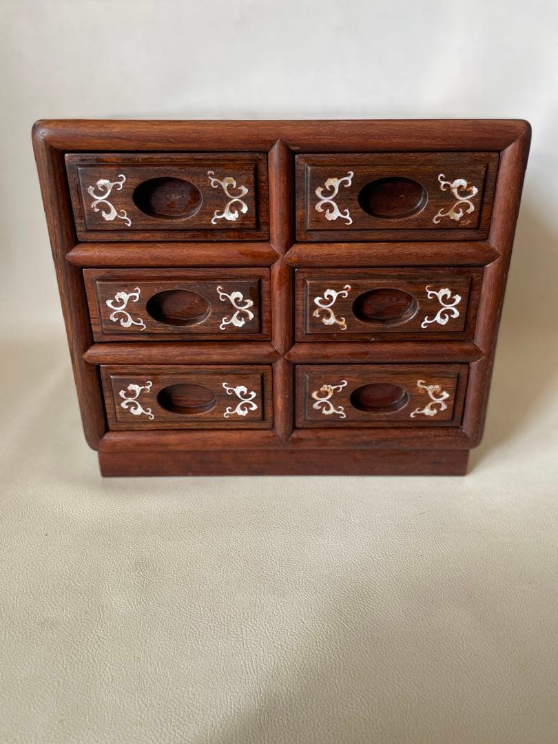 スイカ 小引出し 小物入 3段 薬箪笥 唐木 無垢 貴重品収納 宝石収納