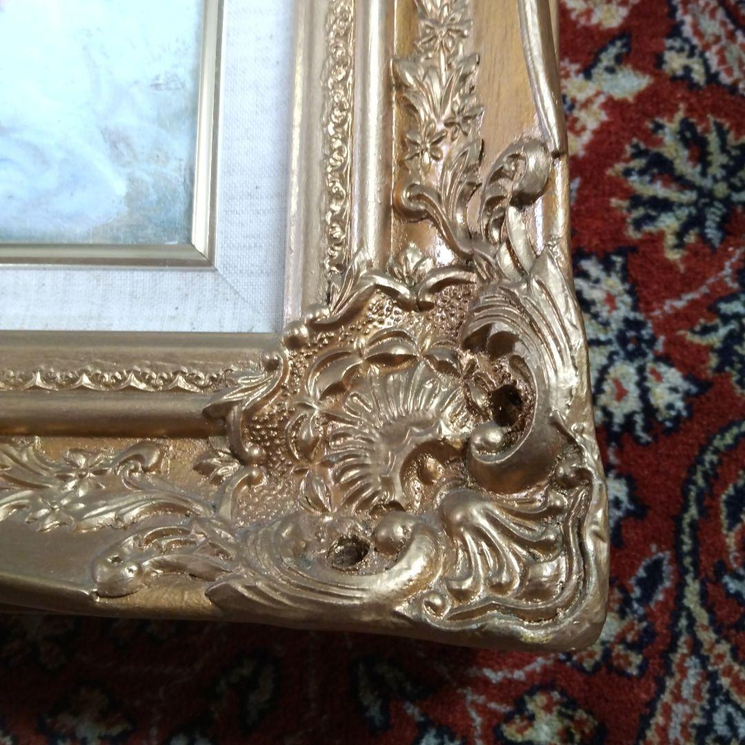 レイノルズの少女と犬の複製絵画(6号)&彫刻額縁