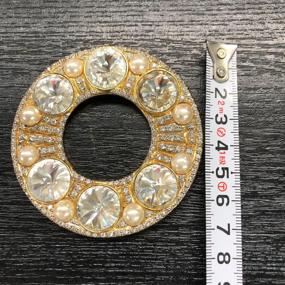 希少 VALENTINO バレンチノ 特大 ラインストーン パール ブローチ