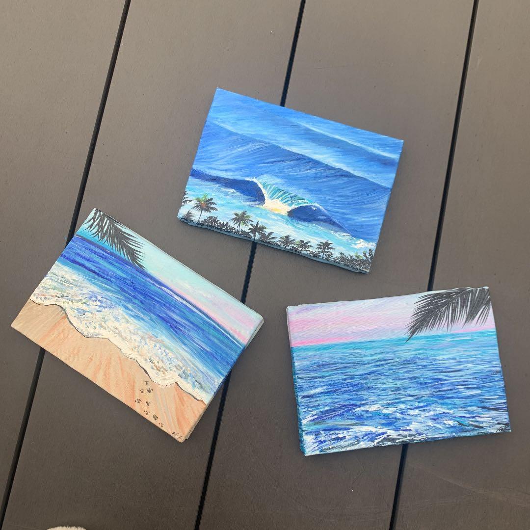 海の絵　ビーチ　ハワイ　絵　油絵キャンパス　絵の具　アート　インテリア　ギフト