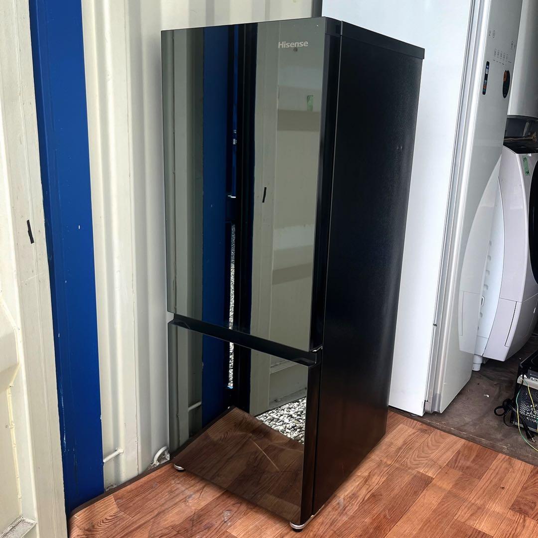 取付無料！高性能おしゃれインテリアブラックミラーデザイン大きめ冷蔵庫！洗濯機