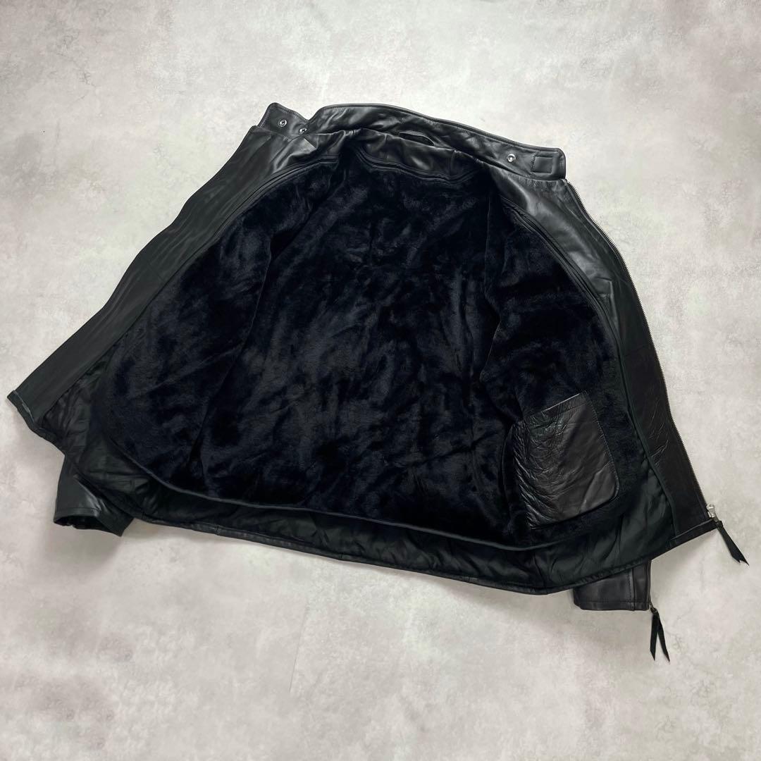 最高級/馬革✨リューグーレザーズ シングルライダース ボアライナー 黒 2XL