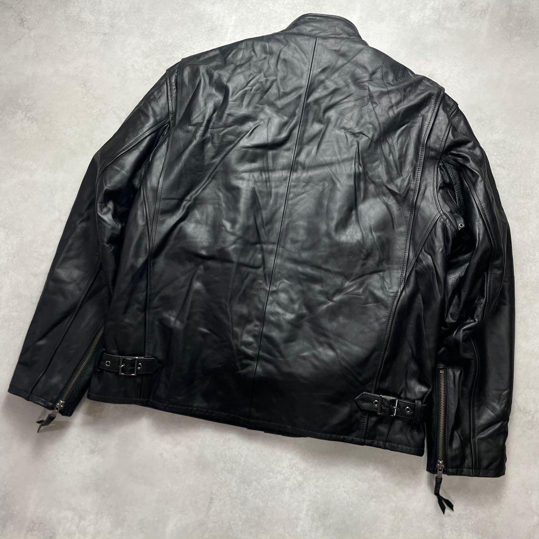 最高級/馬革✨リューグーレザーズ シングルライダース ボアライナー 黒 2XL