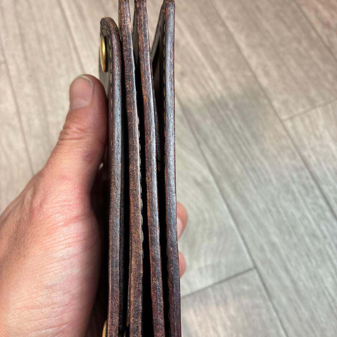 【茶芯ブラック】トラッカーウォレット　ミドル　真鍮　お札を折らずに収納